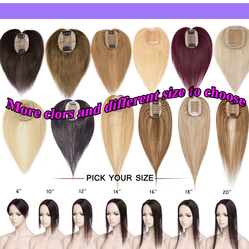 Mono Silk Base 100% Remy Human Hair Topper Clip In Top Hairpiece Wig Women Thick