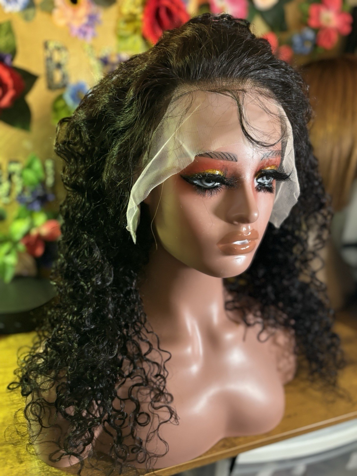 20” Natural Black Deep Wave Lace Front Human Hair Wig With Free Kit Included!!!!