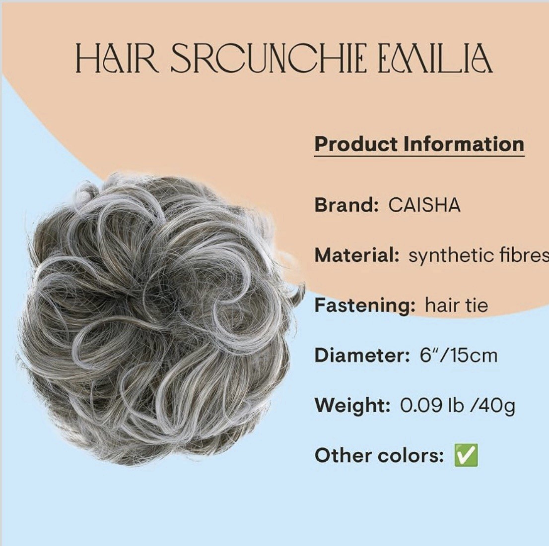 Big Hairpiece Scrunchy Updo Curly Messy Bun – Brown/Gray Mix