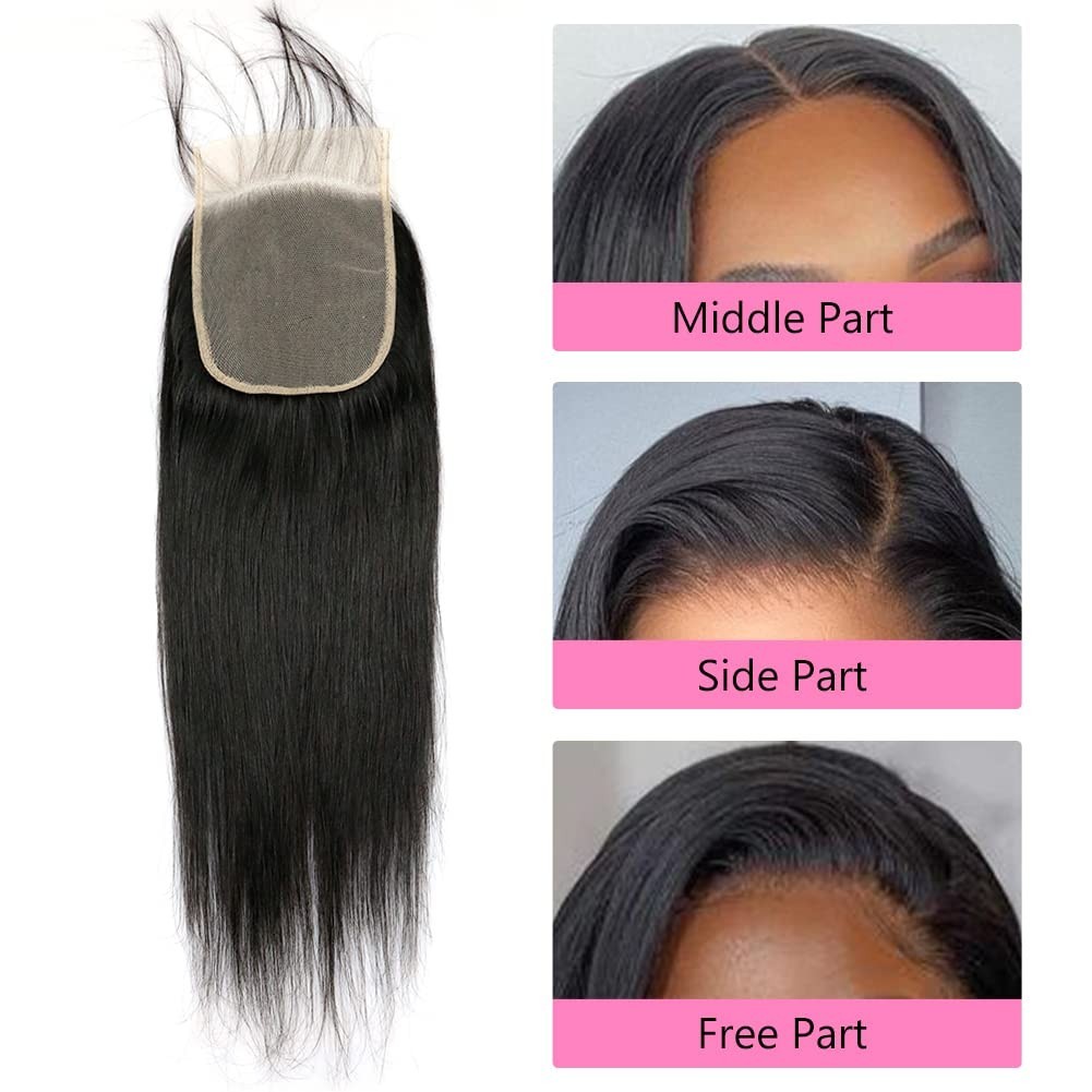 14 Inch 100% Human Hair Frontal Closure – 5×5 Transparent HD Lace, Silky Straigh