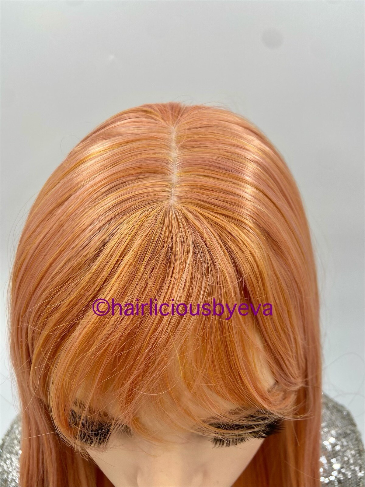 Rose Gold Pink Wig With Bangs Wavy 26 Inch Long Heat Ok