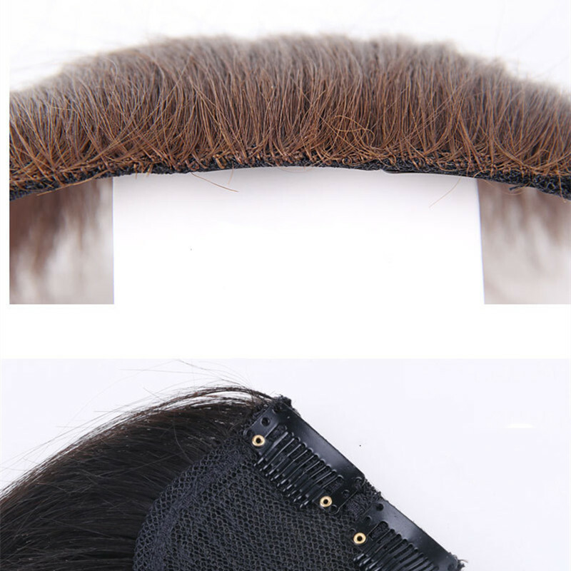 15 cm Human Hair Mini Topper Toupee Bangs Clip Hairpiece Top Wig For Women Men