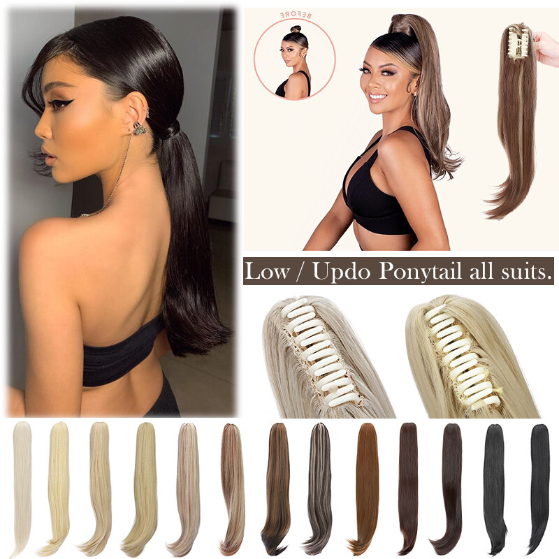 Ponytail Claw on Clip in Hair Extension Synthetic Hairpiece As Human Hair Curly