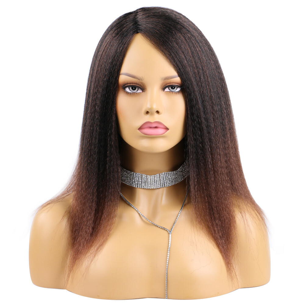 Synthetic Kinky Straight African YaKi Hair Dreadlock Curly Ombre Wig For Women