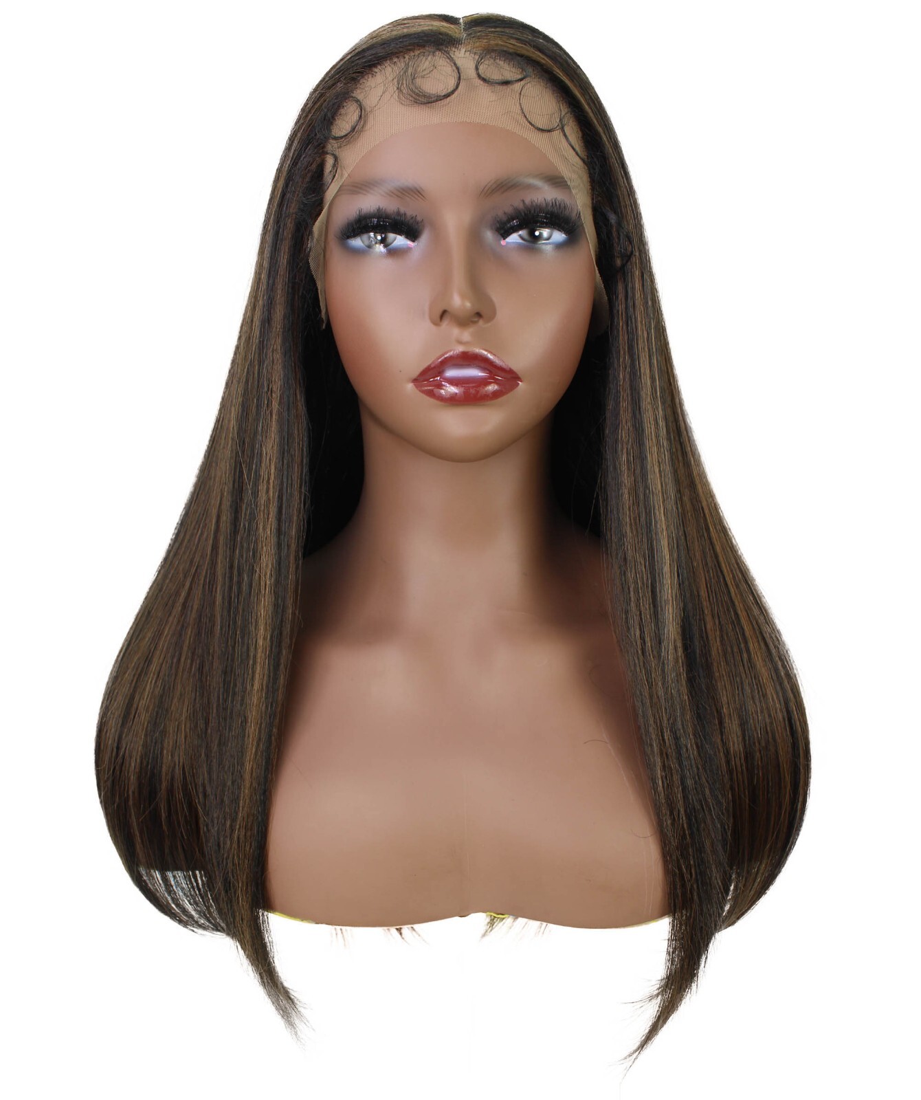 LUXLUXE Ebony Straight 21.5 inch Lace Front Wig Heat Resistant Fiber, BL-0166