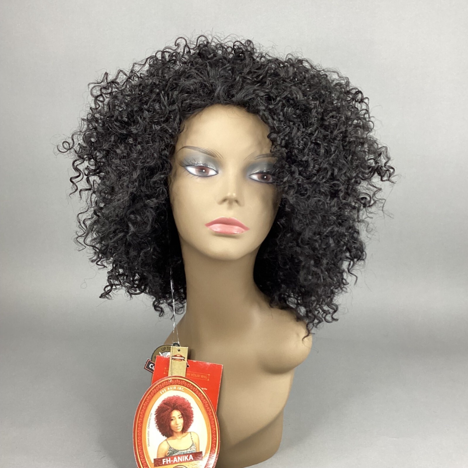 Anika 1B Off Black Big Fluffy curly Afro Wig Classic Cap Synthetic Adjustable