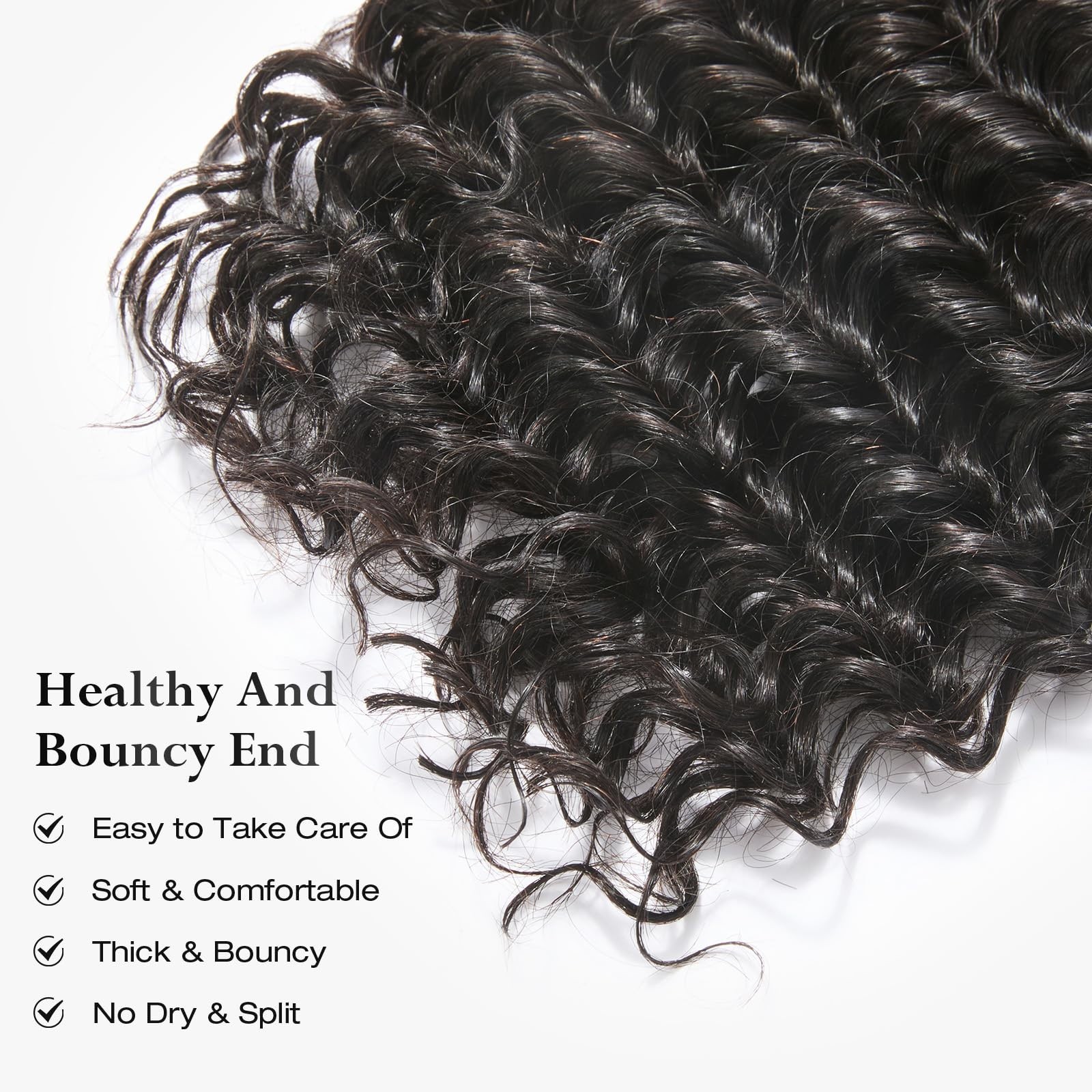 Deep Wave Unprocessed Cambodian Human Hair Bundles 20-24 Inch Quick Weave Natura
