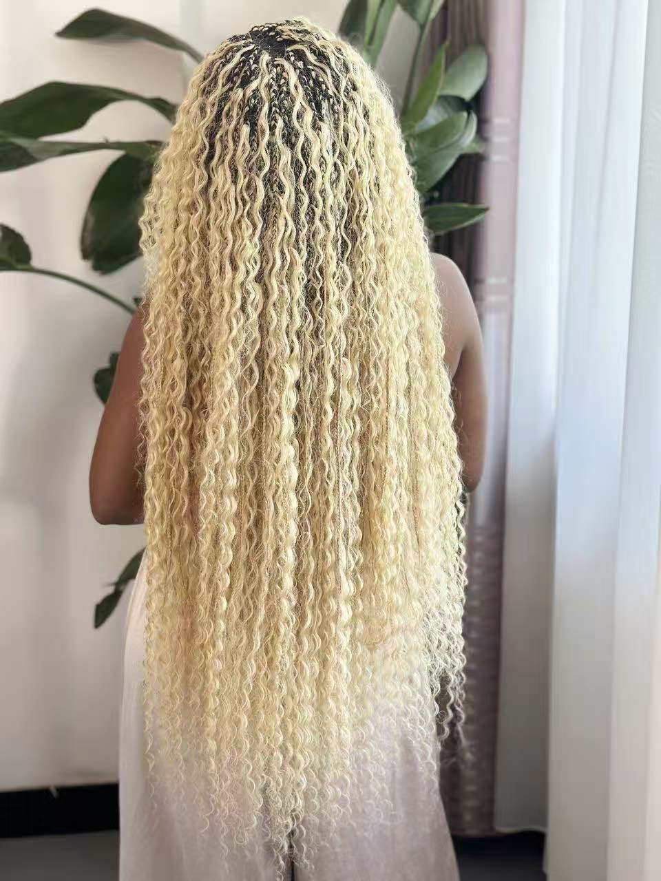 100% Human Hair Boho Knotless Box Braid Wig – Hand-Tied HD Lace, & Glueless.