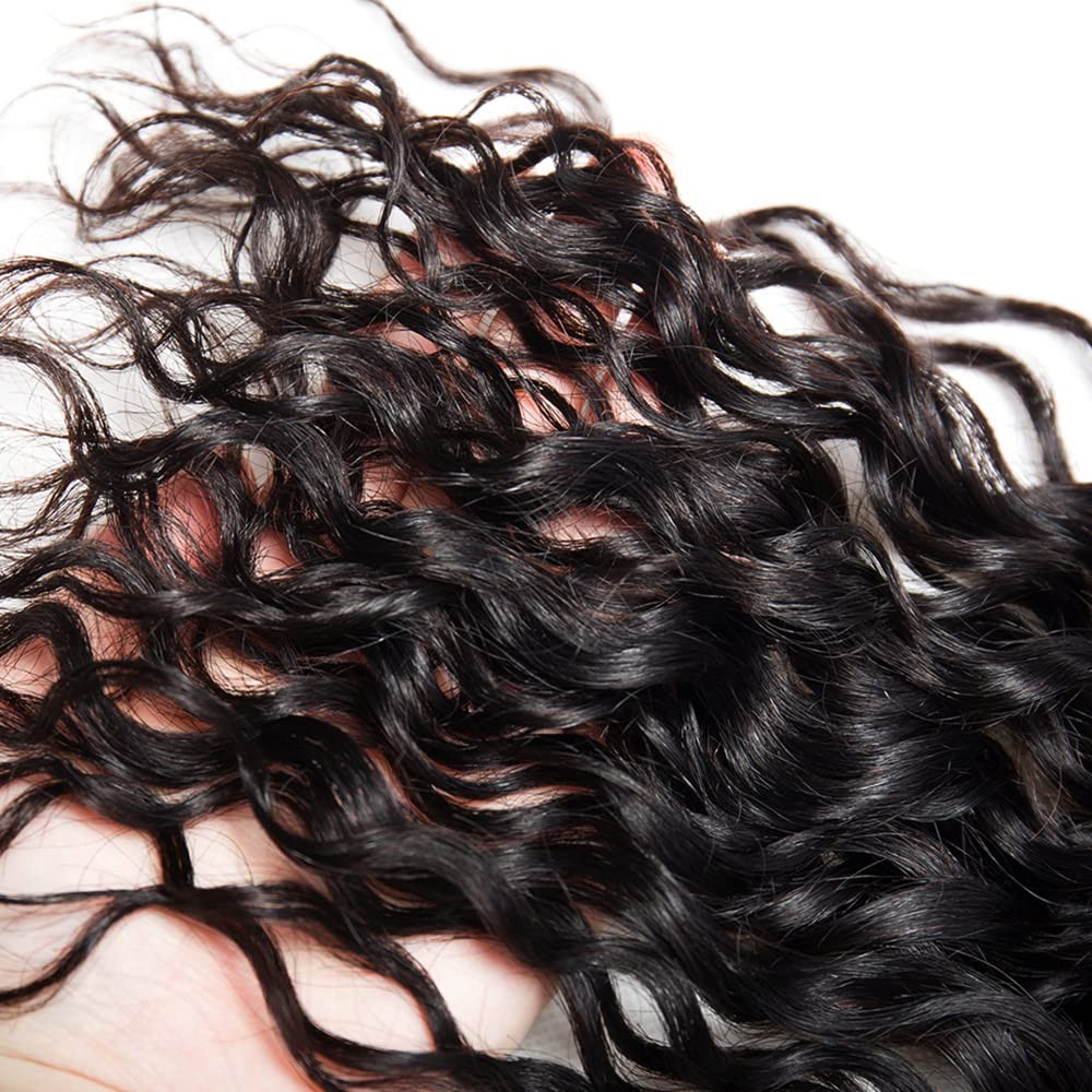 Meaqiiey 1B Water Wave Bundles Human Hair 30 Inch Natural Black Water Wave