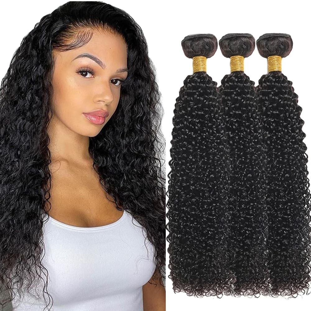 Kinky Curly Bundles Natural Black Color 12 14 16 Inch Unprocessed Brazilian Virg
