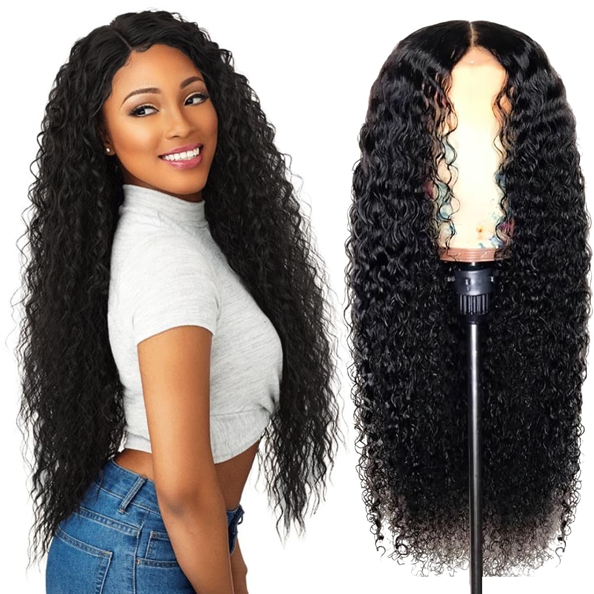 26in Long Curly Wig For Women, Wave Wig Made of High Temperature Fiber New