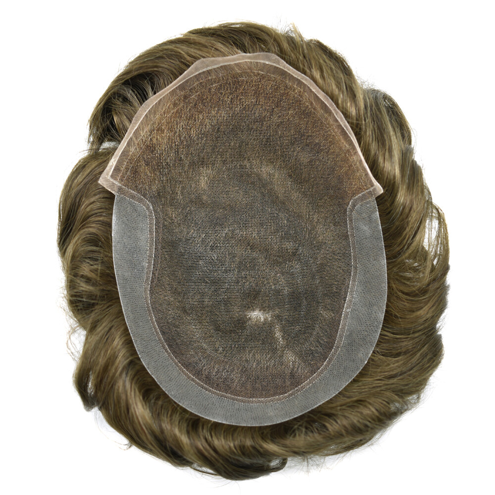 Mens Toupee Hairpiece French Lace Front Hair Replacement System for Men Wig