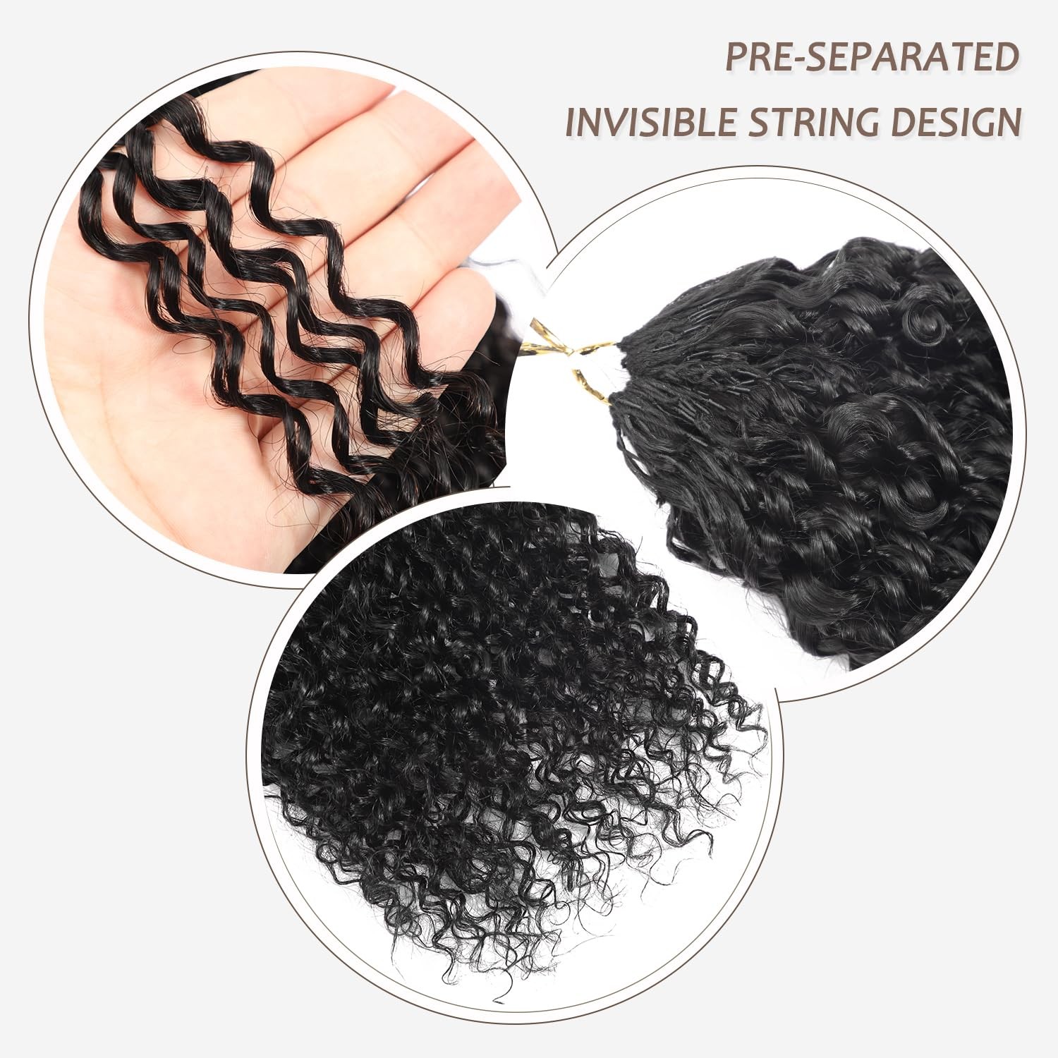 Afro Kinky Curly Human Crochet Hair, Knotless Pre-Separated Miracle Knots Fea…