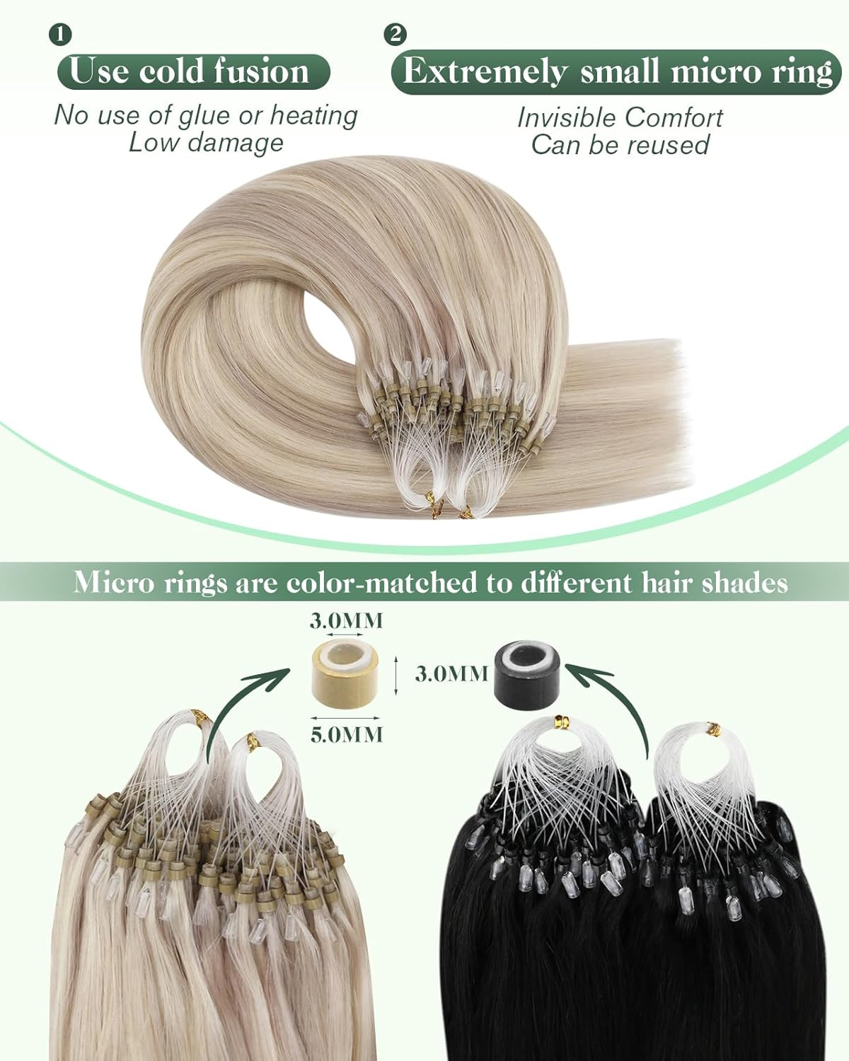 Microlink Hair Extensions Highlight Micro Bead Hair Extensions Light Blonde with