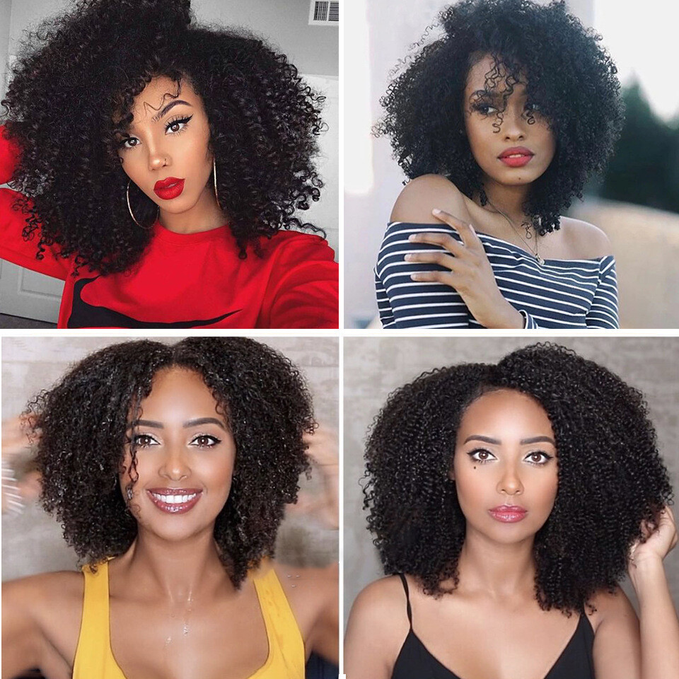 4X4 Lace Closure Afro Kinky Curly Remy Hair Afro Curls Human Hair Lace Closure