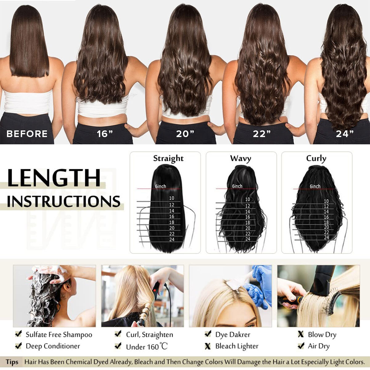 Ombre 100% Human Hair Extensions 8 Pieces Clip In Real Remy Hair 8PCS FULL HEAD