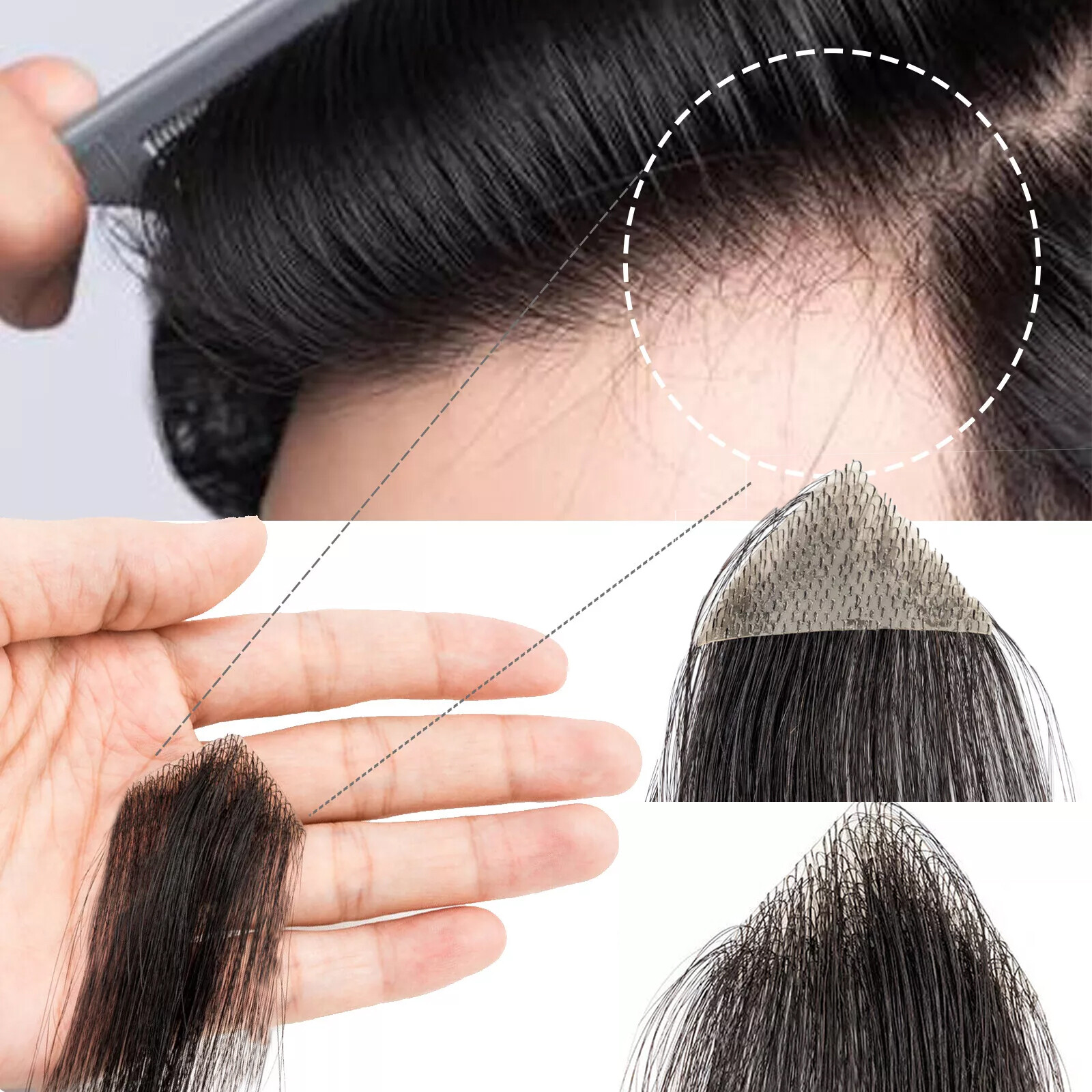 Bald Spot Patch Frontal Hairpiece Human Hair Toupee Topper Thin PU Skin Hairline