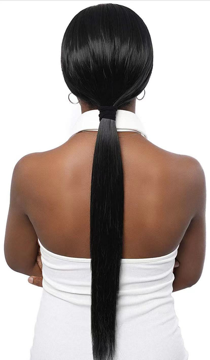 Synthetic Long Straight Wigs None Lace Heat Resistant Natural Black Density 150%