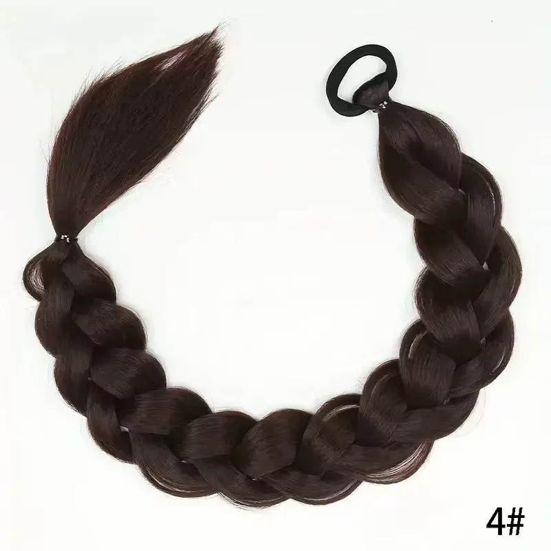 Long Braided Ponytail Hair Extensions Synthetic Hair With Elastic Band For Women