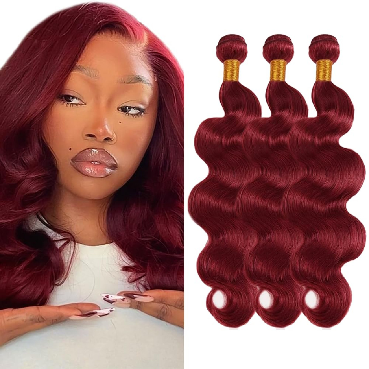 Burgundy Bundles Human Hair Cnumgunm 99J Bundle 14 16 18 Inch 8A Grade