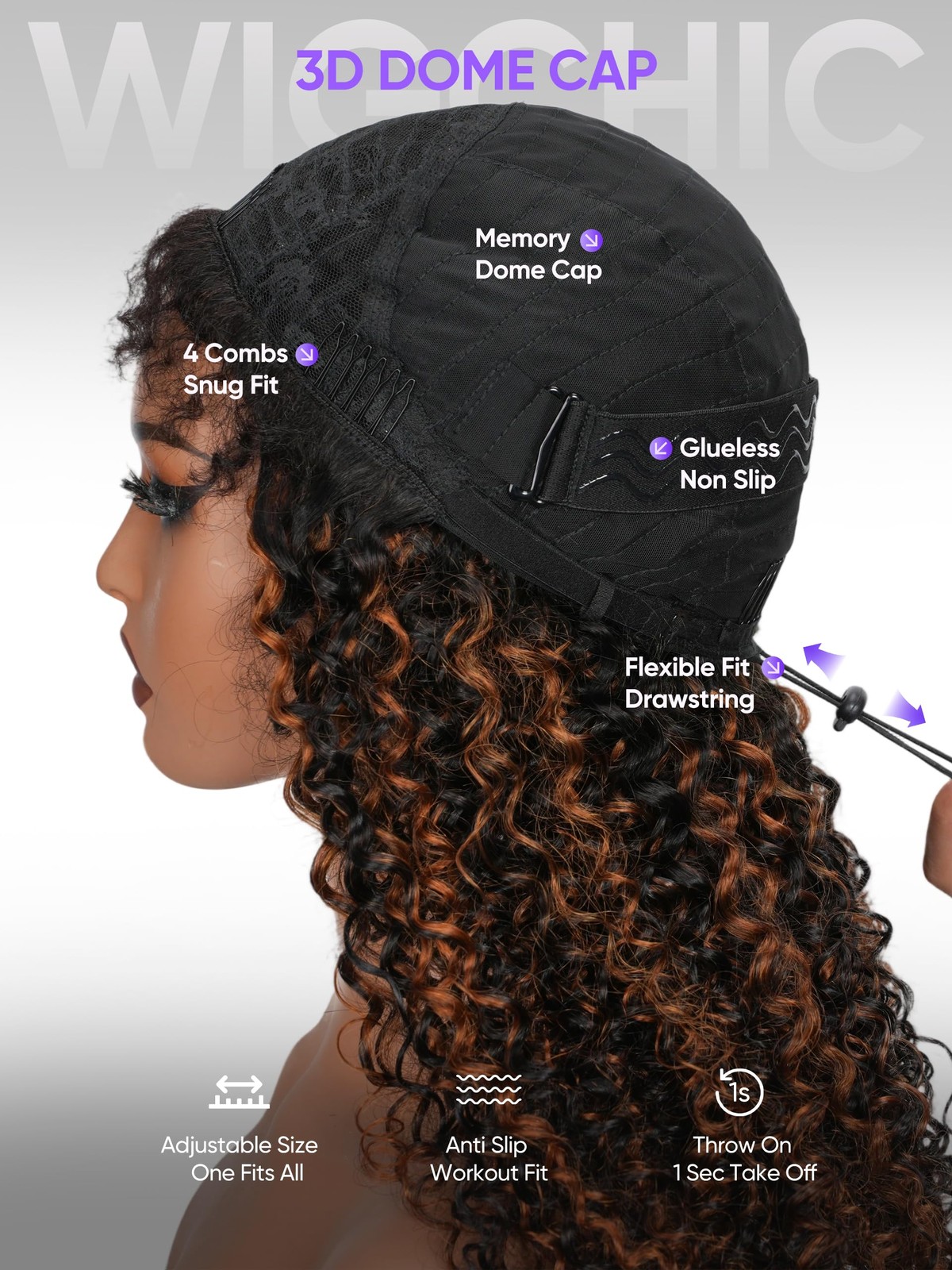 Wigchic 12 Kinky Curly Half Wig Human Hair Drawstring Fb/30 Balayage Highlight