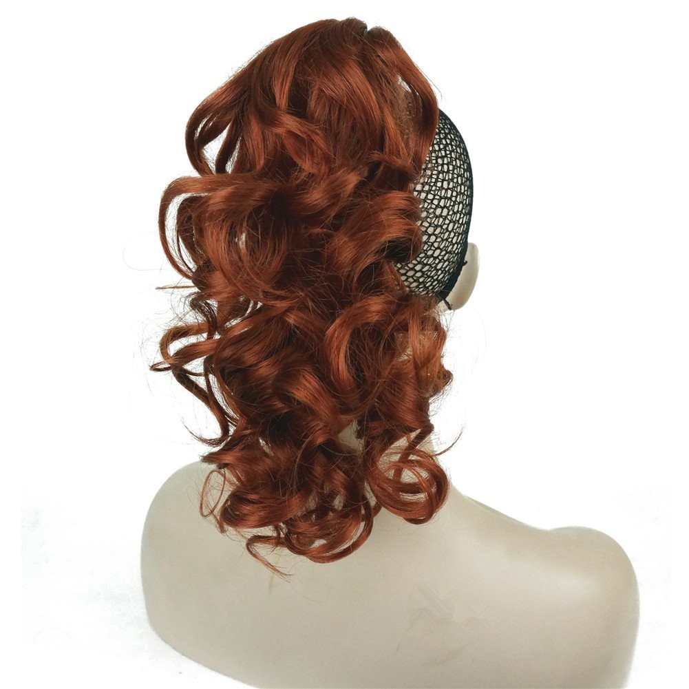 Aimole Curly Ponytail Extension Hair Piece Claw Medium Medium, 130 Fox Red