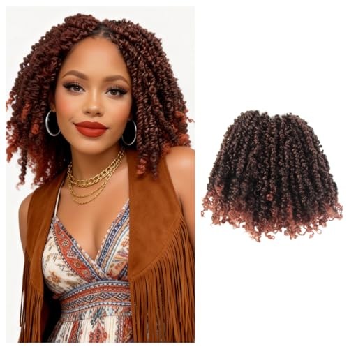 Yanky Twist Crochet Hair 8 Inch 10 8 Inch (Pack of 10) T350(Ombre Ginger Red)