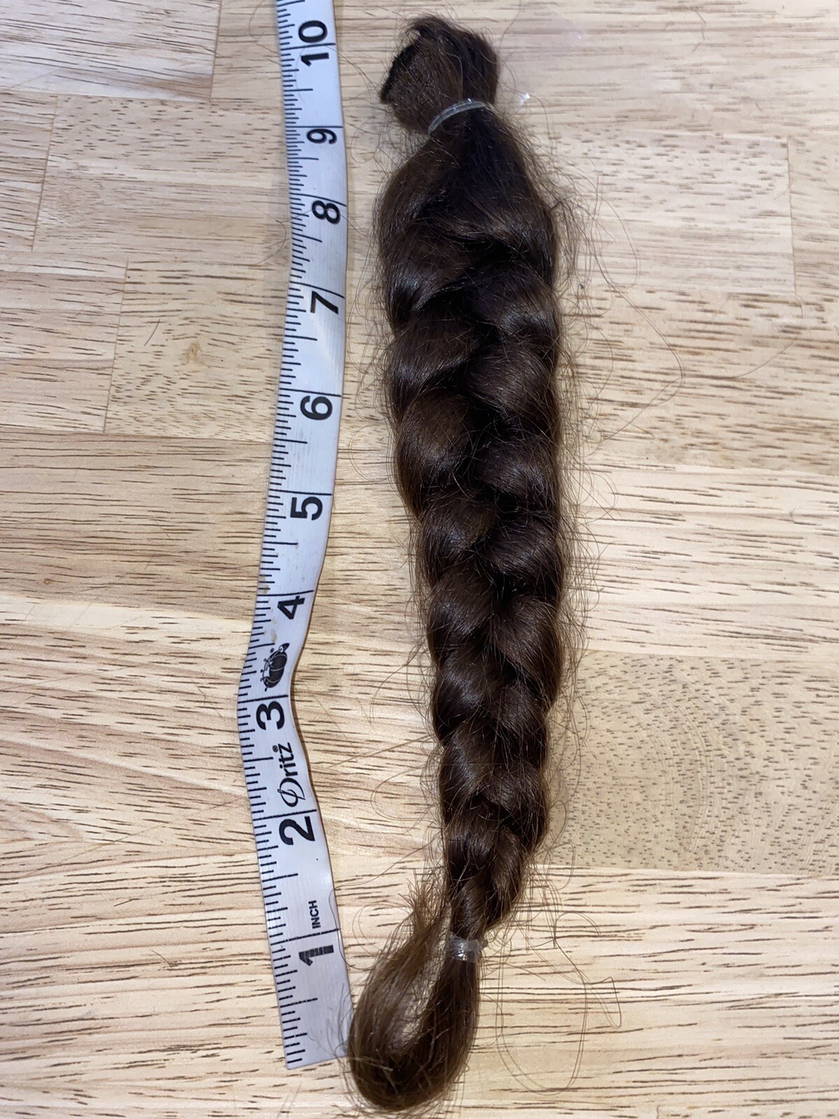 real cut human hair Dark Golden- Ish Brown, Healthy, Not Dyed, Wavy 10-12”