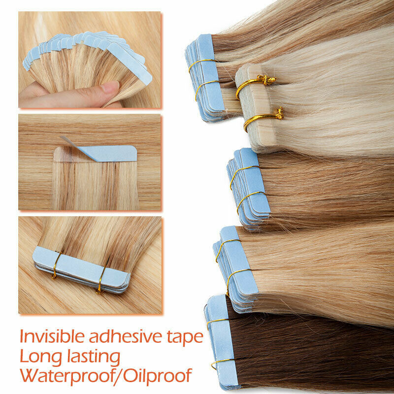 Adhesive Invisible Tape in Real Human Hair Extensions Skin Wefts Remy Hair Style