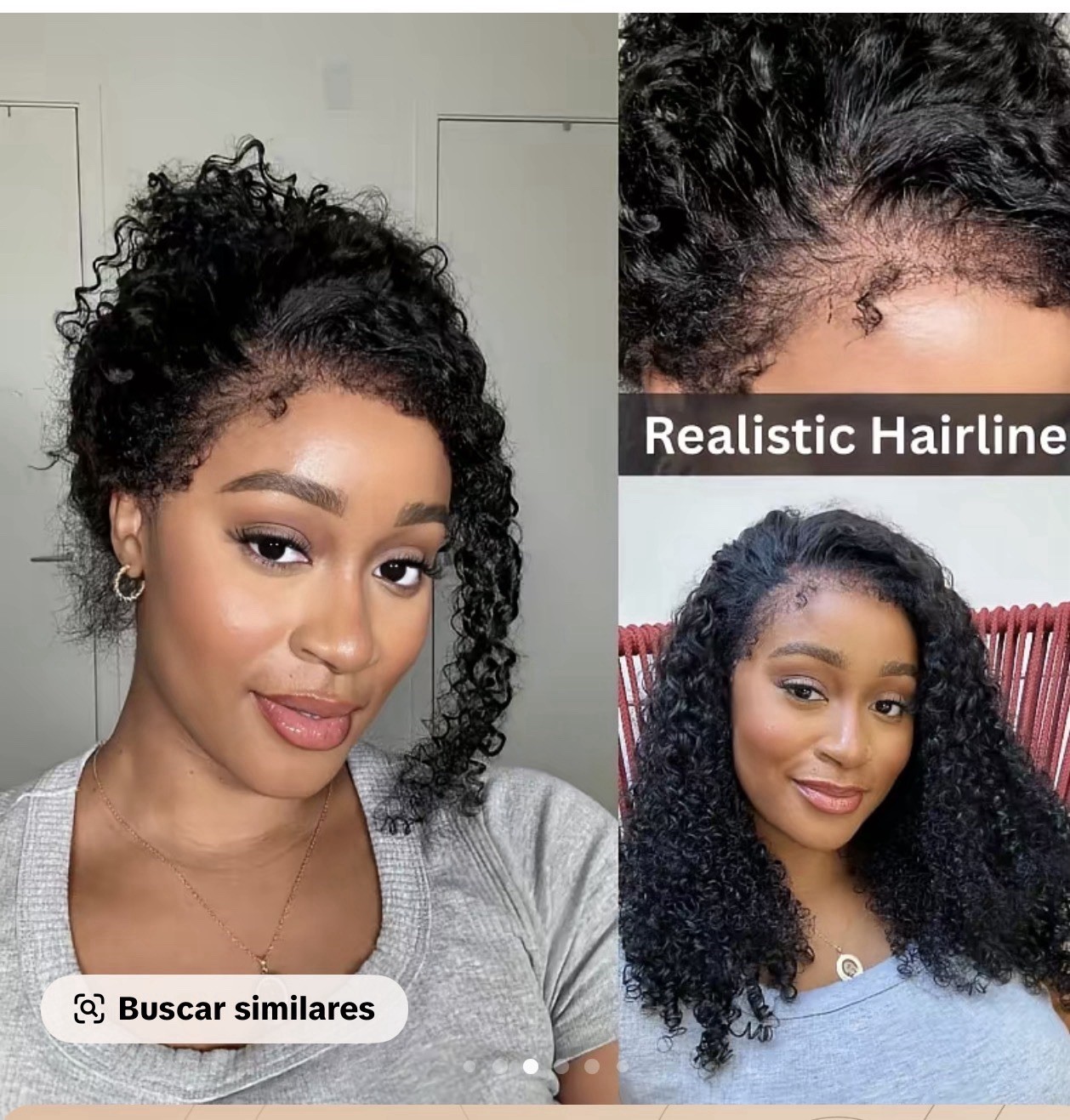 Black Curly Human Hair 360 Lace Front Wig Clip-In Realistic Hairline