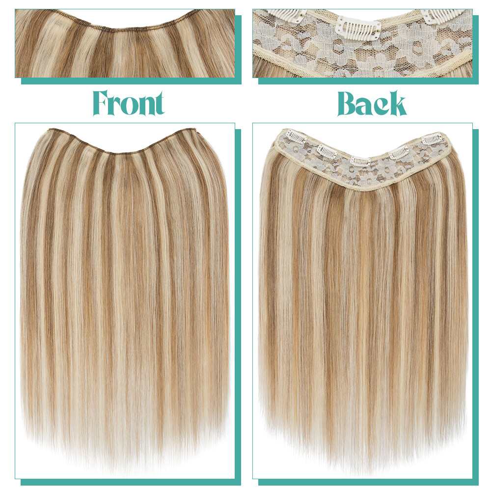 Thick V-Shape One Piece Clip In Highlight Remy Human Hair Extensions Full Head