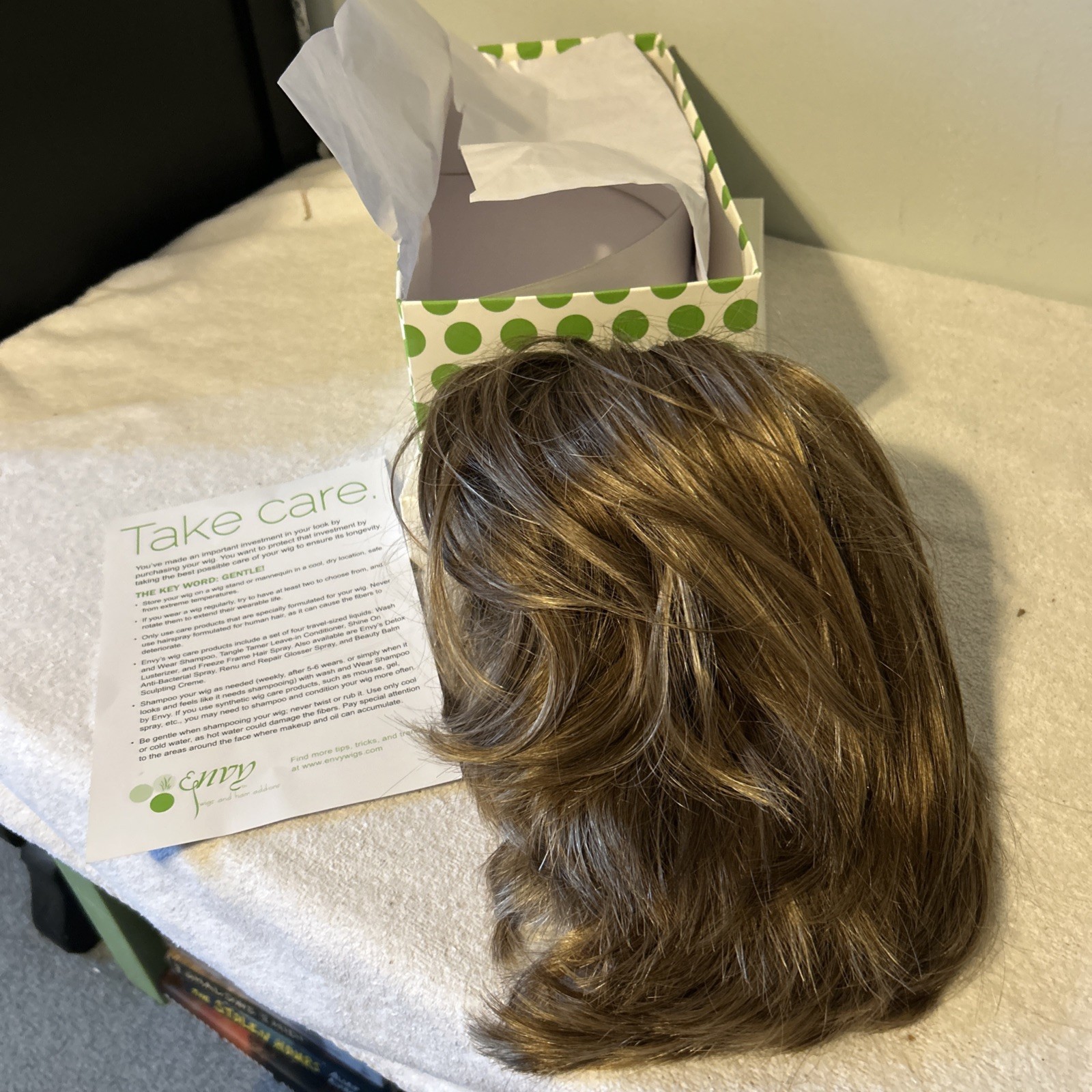 Envy “Kris” Wigs and Hair Add-ons. Pre-owned. Original Box & Care Instructions