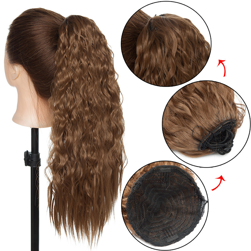 22″ Drawstring Natural Yaki Ponytail Kinky Real THICK As Human Hair Extensions