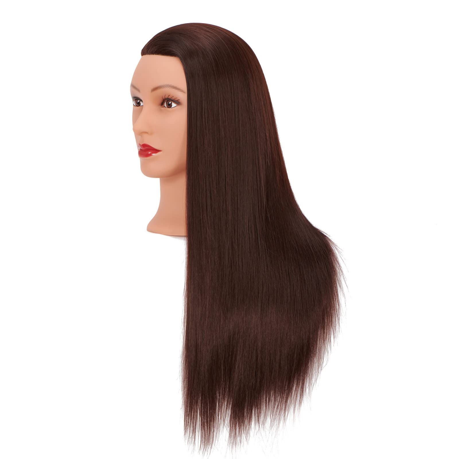 Long Hair Mannequin Head 26″-28″ Dark Brown Synthetic Fiber Hair – Hairdresser