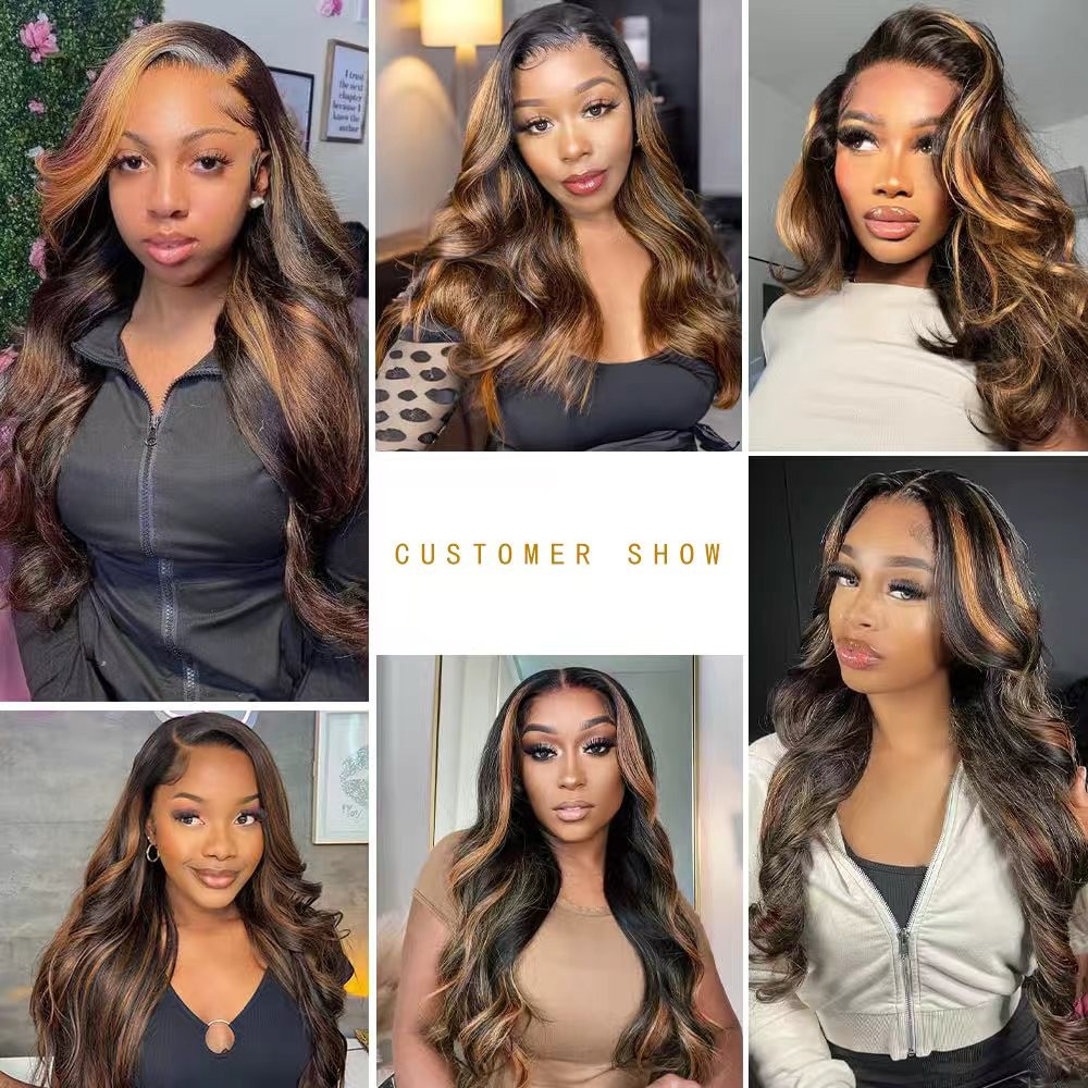 13×4 Body Wave Ombre 1B/30 Lace Front Wigs Transparent Lace Wigs Human Hair