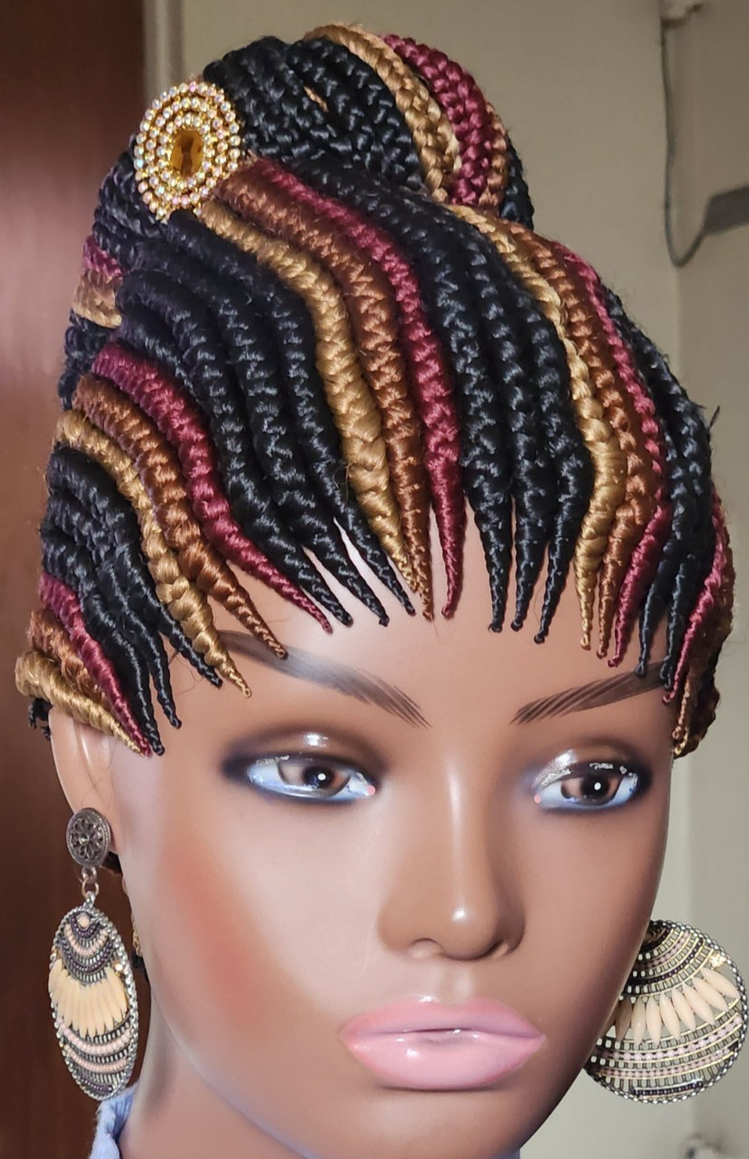 handmade braided cornrows wig pony Escargot multiple colors