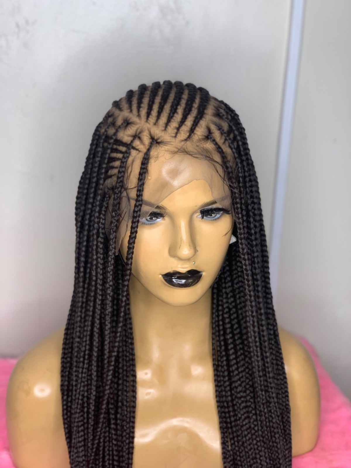 Preorder full lace braided wig, cornrows braids, flip over Fulani, long length