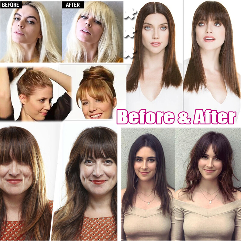 Women Real Remy Fringe Bangs Clip In Human Hair Extension Front Top Piece Blonde