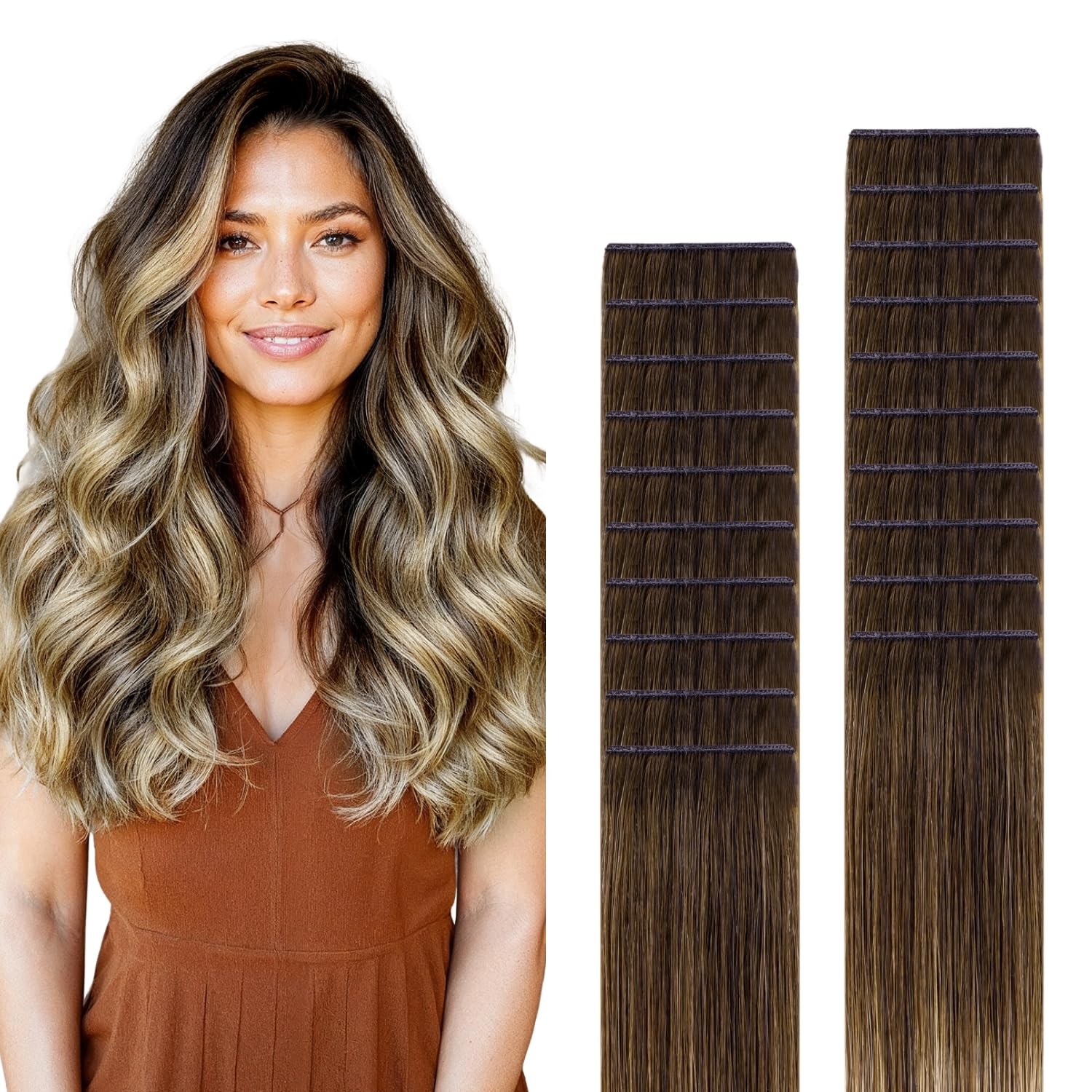 Goo Goo Genius Tape In Hair Extensions Hand Tied Tape Weft 4/27/4 Balayage
