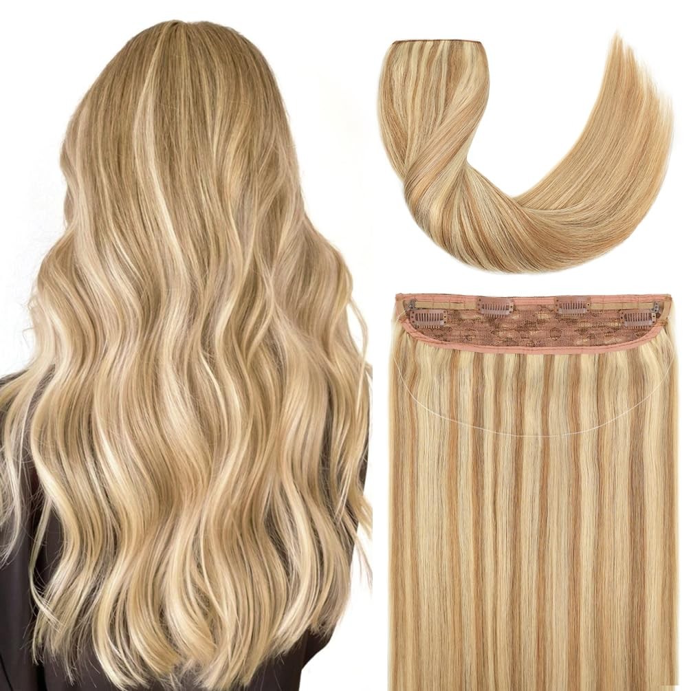 Isweet Invisible Wire Extensions Real – 18 Inch 80G P16/22 Light Blonde