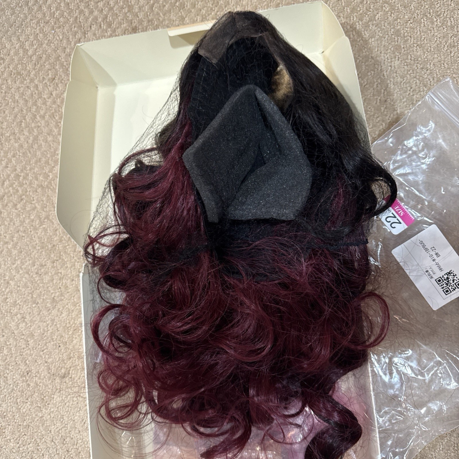 TESLAL 1B/99J Highlight Burgundy Wear and Go Glueless Wig 260% Density Precut 22