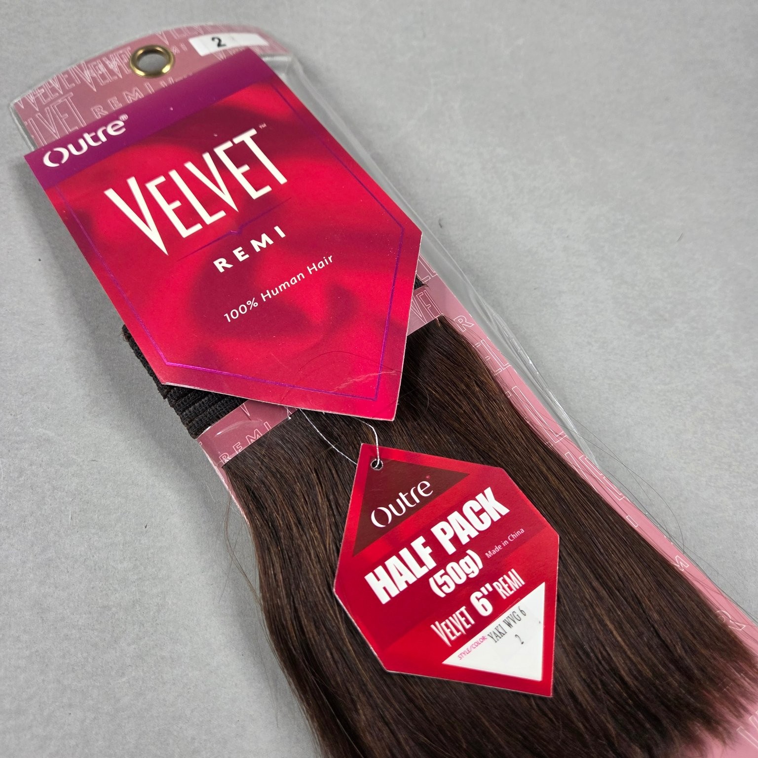 Outre Velvet REMI Half Pack 100% Human Hair Extensions Yaki WVG 6″ Color 2