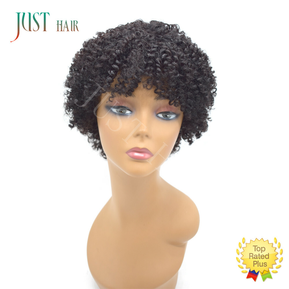 Short Afro Kinky Curly 100%Human Hair None Lace Front Wigs For Black Women 8inch