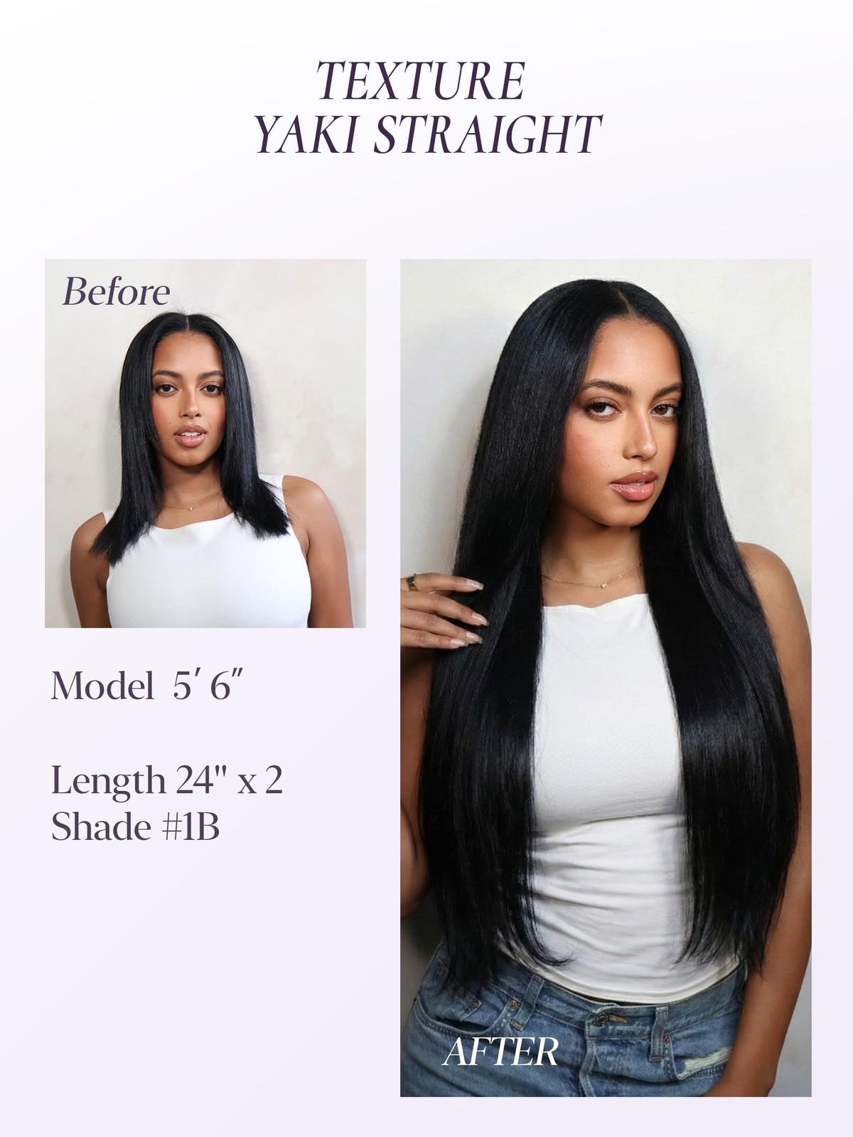 Seamless Clip in Hair Extensions Yaki Straight, 2 Pack 26 Inch 200g 7PCS, Nat…