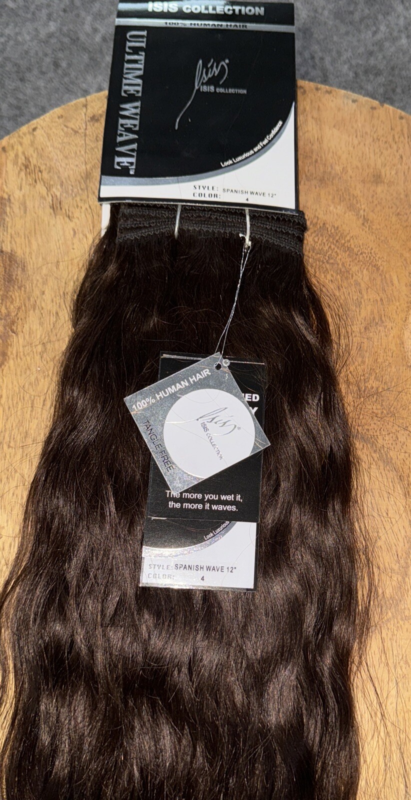 Ultimate Weave Isis HH Remi Hair Tangle Free Spanish Wave 12” Color 4 Dbl Pk