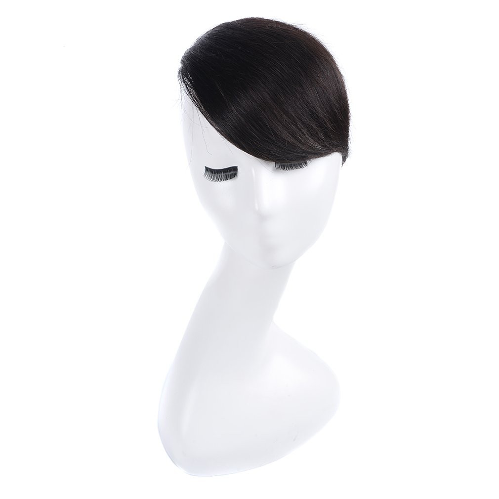 8″ Invisible Side-Swept Hair Bangs Clip In Topper 100% Human Hair Extension