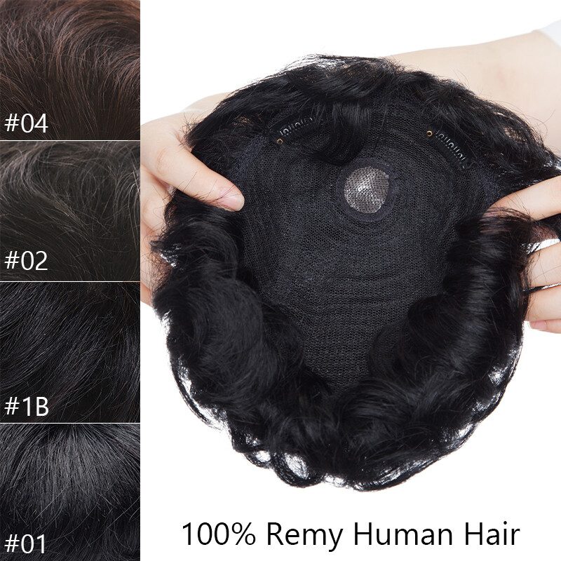 100% Remy Human Hair System Clip in Hairpiece Replacement Toupee For Men 6″x7.5″