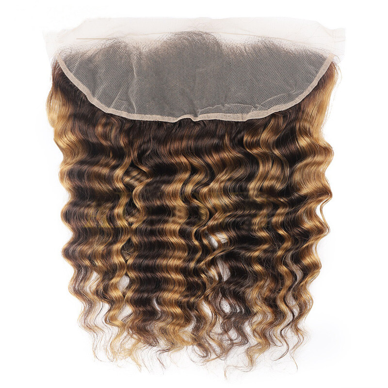 P4/27 Piano Color 4X4 Closure 13X4 Lace Frontal Curly 100% Human Hair Straight
