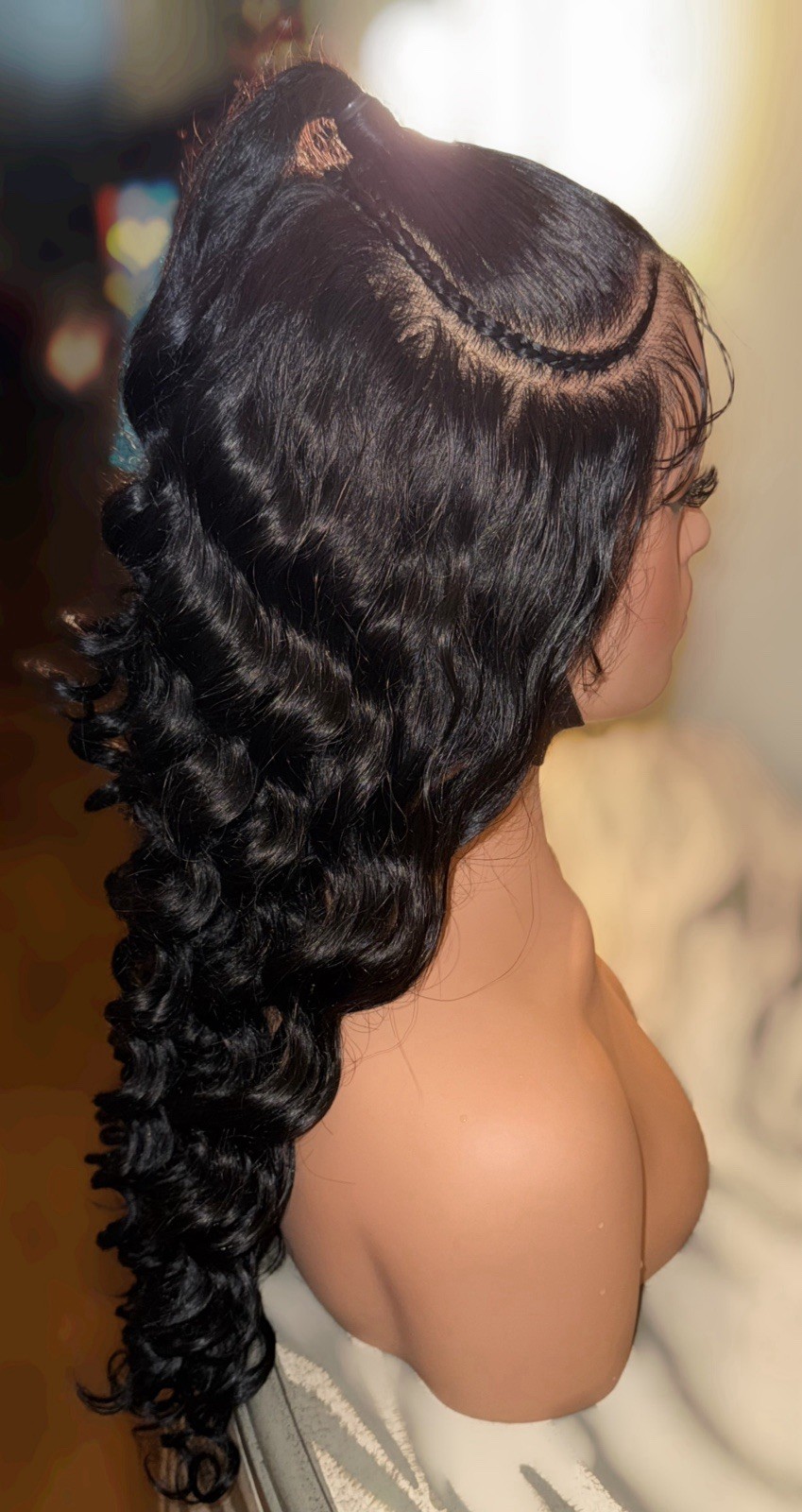 Beautiful,28 Inch,100% Human Hair,Jet Black,Half Up With Spiral Curls LF Wig