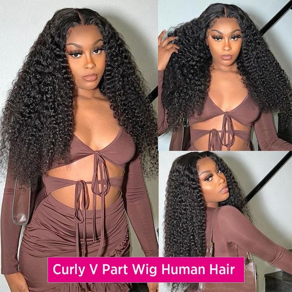 V Part Wig Human Hair No Leave Out Upgrade Curly V Part Wig Human Hair Wig